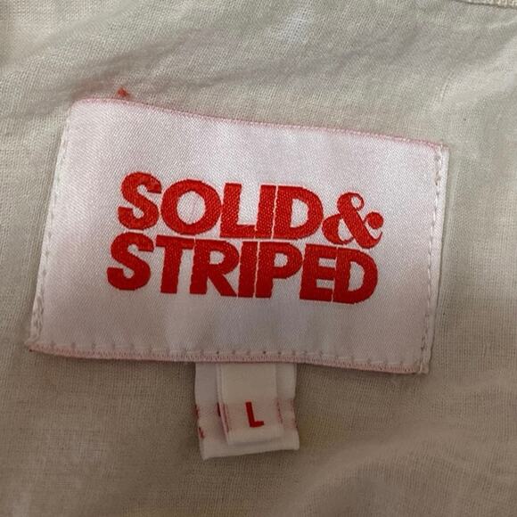 Solid & Striped Beige Metallic Long Sleeve Button Down Shirt Cover Up Size L - Picture 4 of 5